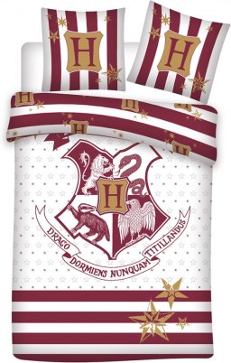 Harry Potter - Hogwarts Red & White 1 Persoons Dekbedovertrek (140cm x 200cm)